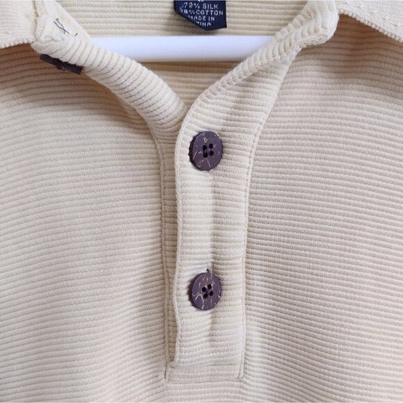 Tommy Bahama Golf Polo Mens L Silk Blend Yellow Ribbed Short Sleeve - Picture 5 of 8